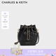 CHARLES&KEITH絎縫菱格鏈條水桶包雙肩包包女包女友生日七夕禮物CK2-10701506 Black黑色 M