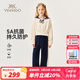 英氏（YEEHOO）兒童套裝女童上下裝秋季時(shí)尚淑女學(xué)院風(fēng)衣服秋裝新款洋氣中大童裝 法式學(xué)院花邊 米白+深藍(lán) 140