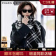 CharisKitty輕奢小c&k圍巾女2025新款韓系格紋百搭圍脖氛圍感大披肩生日禮物 黑白色Black and white【禮盒包裝】