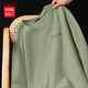 名創(chuàng  )優(yōu)品（MINISO）重磅T恤男長(cháng)袖2025秋季新款純棉圓領(lǐng)內搭上衣男生春秋打底衫衣服 棕櫚綠(竹風(fēng)纂體胸標) XL 180(不起球不掉色)