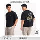 ABERCROMBIE & FITCH男裝女裝情侶裝25夏季新款度假風(fēng)棉質(zhì)印花短袖T恤KI123-5053 黑色 M (180/100A)