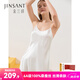 金三塔真絲睡衣女100%桑蠶絲性感外穿吊帶裙睡裙禮物 絲白 L (165/88A)