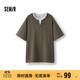 森馬（Semir）[商場(chǎng)同款]短袖T恤男V領(lǐng)假兩件上衣華夫格25裝拼色潮101525100103