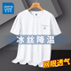 真維斯（Jeanswest）冰絲網(wǎng)眼短袖T恤男夏季薄款透氣散熱圓領(lǐng)寬松空調(diào)服休閑外穿上衣 白#山霧X 3XL 【休閑百搭】