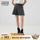 Teenie Weenie小熊女裝時(shí)尚簡(jiǎn)約風(fēng)春季牛仔百褶短裙半身裙復(fù)古時(shí)髦 灰色 L (170)