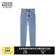 Teenie Weenie小熊女裝牛仔褲冬季簡約時(shí)尚休閑刺繡時(shí)尚小腳褲 中藍(lán)色 L (170)