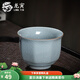 龍寅汝窯茶杯茶具陶瓷品茗單杯開片可養(yǎng)主人杯家用功夫喝茶個人杯 汝窯花邊杯