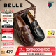 百麗（Belle）七夕禮物元寶樂(lè)福鞋女25秋新英倫粗跟小皮鞋單鞋D2S1DCA5預(yù)售 黑色 38 (240mm)