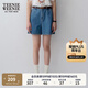 Teenie Weenie小熊牛仔短褲女夏季韓版簡約休閑松緊高腰時尚牛仔褲女 深藍色 M (165)