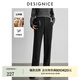 迪賽尼斯（DESIGNICE）2024年冬季新款通勤寬松高腰小腳褲氣質(zhì)羊絨針織休閑褲女 深灰 M