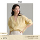 旅途原品（ltyp）真絲襯衫女可水洗皺感干絲無(wú)領(lǐng)蝙蝠袖秋季寬松百搭襯衣 奶油黃-可水洗真絲 M （現(xiàn)貨）
