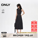ONLY2025夏季新款翻領(lǐng)無袖露腰高腰中裙牛仔連衣裙女|125242002 J09深牛仔灰色 L