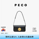 PECO852真皮斜挎復古小法棍包新款單肩通勤方包生日送女友禮物 經典黑藍內里頭層手搓紋牛皮現(xiàn)貨