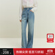 范思藍恩23FS12436復古做舊高腰闊腿牛仔褲女夏冰氧吧涼感直筒褲 牛仔藍 L