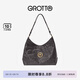 GROTTO個(gè)樂經(jīng)典黑石hobo包大小號(hào)植鞣綿羊皮腋下單肩斜挎軟包七夕禮物 烏木棕 古金L