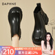 達(dá)芙妮厚底馬丁靴女2025新款單靴時(shí)尚短靴女踝靴中跟秋冬加絨加厚女靴子 黑色加絨 37