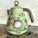 獅奧利興歐式復古烤漆帶溫度顯示電熱水壺高品質(zhì)家用茶壺保溫壺 1.7L 橄欖綠色(喜上枝頭保溫壺) 如圖