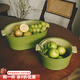 鳴譽(yù)加厚雙層瀝水籃廚房蔬菜籃子水果籃碗果盤(pán)洗菜盆果盆家用客廳茶幾 新款ins風(fēng)高顏值多功能瀝水籃 抹茶綠【小號+大號】4件套