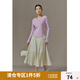 獨束大碼女裝簡(jiǎn)約收腰弧擺顯瘦毛針織衫女秋冬新款微胖mm內搭上衣 粉紫色 XL