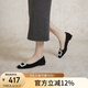 千百度（C.BANNER）單鞋女芭蕾舞鞋晚晚風平底鞋A24180005 黑色(絨面) 38
