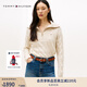 TOMMY HILFIGER25新款秋冬女裝半拉鏈高領(lǐng)寬松絞花羊毛衫毛衣針織衫46425 米色ADK S
