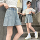 G.DUCKKIDS2025新款夏季復古色牛仔裙女童百褶短裙時(shí)尚休閑裙子兒童夏裝 復古色短裙 120 cm