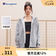 Champion冠軍簡(jiǎn)約加絨連帽衛(wèi)衣女純色基礎(chǔ)款休閑外套 淺灰色 XL 