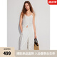 ELLE2025春季新款提花氣質(zhì)吊帶連衣裙女設(shè)計(jì)感度假風(fēng)小眾純棉裙子 白色 S
