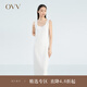 OVV2023春夏新款女裝H型修身包臀無袖方領(lǐng)休閑舒適針織裙 本白（凈色）10 L