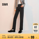 森馬（Semir）森柔牛仔|牛仔褲女毛邊小直筒褲2024冬季抓毛九分褲109724124004