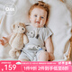 OAK FAMILY嬰兒短袖連體衣夏季莫代爾連體衣新生男女寶寶衣服爬服 胖達熊 66cm （推薦3~6個月）