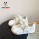 巴布豆丑萌網(wǎng)面小白鞋女童德訓(xùn)鞋2025春秋季新款兒童厚底阿甘運動板鞋子 米白色 32 內(nèi)長/約19.5cm