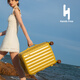 HANDS FREE2025新款行李箱拉桿箱多功能旅行箱彈珠軸承登機箱高顏值皮箱子 泡芙黃（高配升級款） 24英寸 （適中尺寸、適合5-10天）