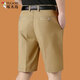 啄木鳥(niǎo)純棉男士五分褲夏季薄款中老年爸爸短褲寬松西褲休閑西裝中褲子男 102卡其 32