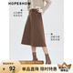 紅袖日字扣腰帶半身裙冬季2024新款女裝純色垂感顯瘦氣質(zhì)百搭A字長裙 咖啡037 S