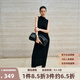 艾諾絲雅詩【商場同款】春秋新品長款黑色休閑通勤無袖連衣裙女30819825 黑色 M