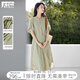 對(duì)白復(fù)古條紋燈籠袖襯衫連衣裙女2025夏季新款高級(jí)感氣質(zhì)寬松裙子 橄欖綠條紋 M