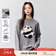 茵曼（INMAN）熊貓?zhí)峄ㄣ紤酗L(fēng)毛衣女2025春季寬松舒適百搭保暖針織上衣 淺灰色 M