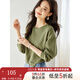梵希蔓秋季衣服長袖上衣寬松高級感超好看衛(wèi)衣女短款無帽圓領外套 M3206 苔蘚綠色 L
