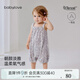 babylove嬰幼兒連體衣女寶寶高支莫代爾棉夏季薄款吊帶哈衣爬服甜美夏裝 輕舞花漾 80cm