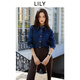 LILY2025秋新款女裝復(fù)古丹寧經(jīng)典刺繡正肩休閑通勤牛仔襯衫外套 401藍(lán)色 M