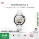 HUAWEI WATCH 5 42mm基礎(chǔ)款不銹鋼表殼金星白素皮復(fù)合表帶watch5首創(chuàng)X-TAP智感窗鴻蒙腕上小藝eSIM通信