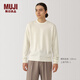 無印良品（MUJI）男式 羊毛可水洗高針距圓領(lǐng)毛衣 男士冬季男款長袖針織衫AA0PDA4A 米白色 L （175/100A）