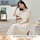 香影法式天絲連衣裙女2025夏季新款度假風(fēng)刺繡米白收腰泡泡袖裙子 米白 M 160/84A/95-110斤