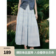 ELLE波嬉印花半身裙女2025夏新款度假松緊腰高級感氣質(zhì)a字裙長(cháng)裙 藍色 M