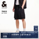 杰克·瓊斯（JACK&JONES）男裝25年工裝短褲男夏季速干防曬高彈力五分褲休閑中褲寬松沙灘褲 013黑色 速干 M (175)