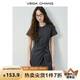 VEGA CHANG連衣裙女2025新款夏新款極簡風(fēng)不規(guī)則裙擺收腰顯瘦小個子連衣短裙 晨霧灰 M