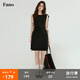 fano studios范洛Fano 百搭顯瘦小眾不對稱抽繩夏日小黑裙針織連衣裙女小個子 黑色第二批 M