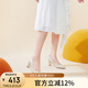 千百度（C.BANNER）【靜音系列】女鞋秋時裝單鞋異形跟高跟通勤A22471632 米色 36