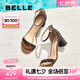 百麗（Belle）復古一字帶涼鞋女2025夏新商場同款優(yōu)雅高跟涼鞋D8V1DBY5 棕色 37 (235mm)